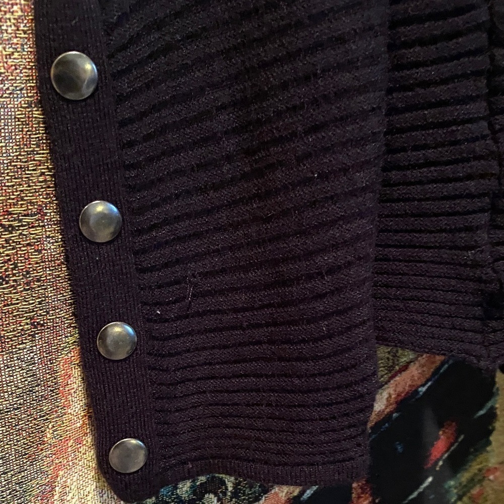 Alfani Women's Black With Button Details Crew Neck Sweater - Picture 2 of 5